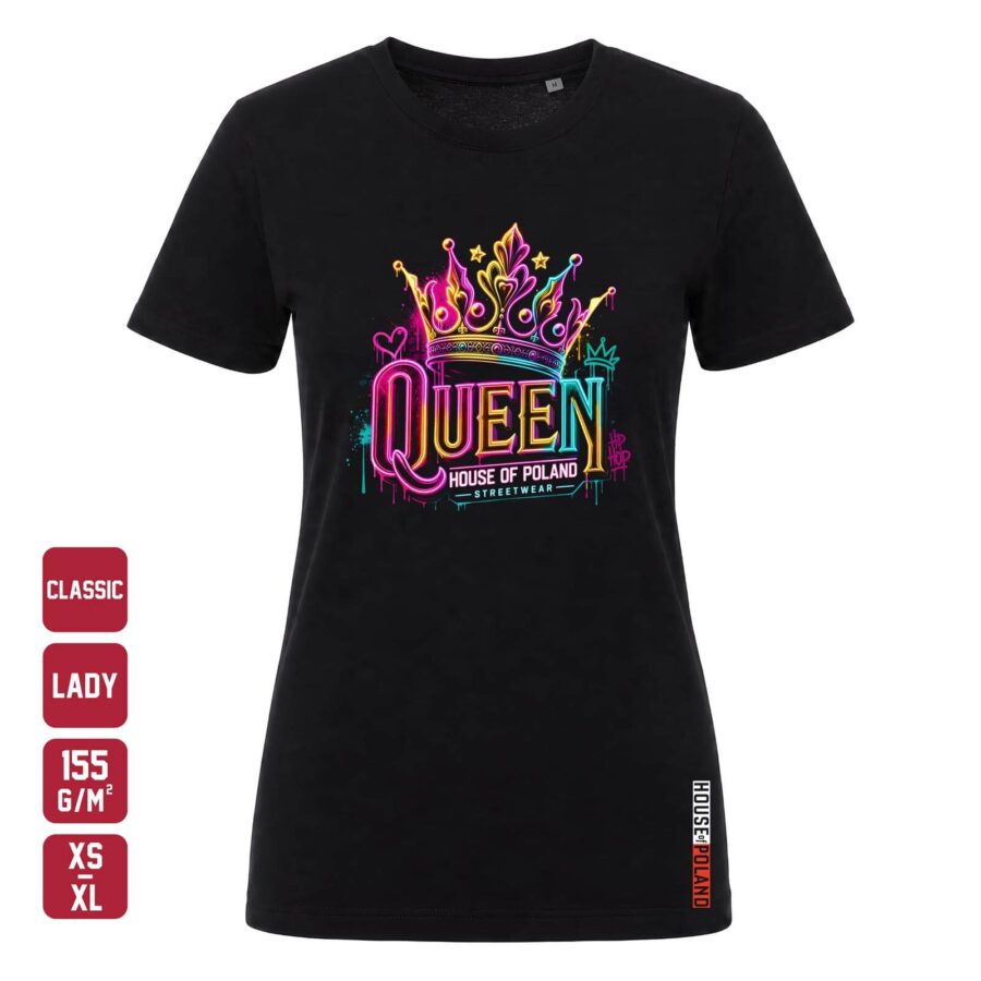 Czarna koszulka damska Queen - widok z przodu