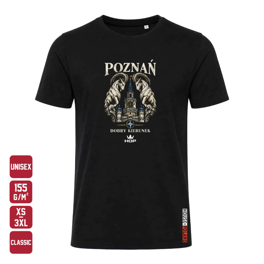 Czarna koszulka męska Poznań — Dobry kierunek — House of Poland, Classic 155 g/m²